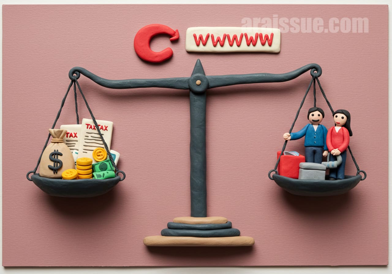 부유층과 일반 시민의 세금 혜택 불균형을 나타내는 모습 (종이찰흙 일러스트)