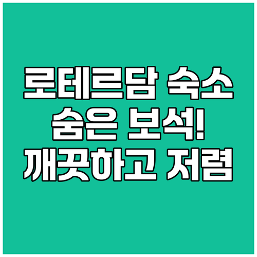 로테르담 숙소 숨은 보석 저렴하고 깨
