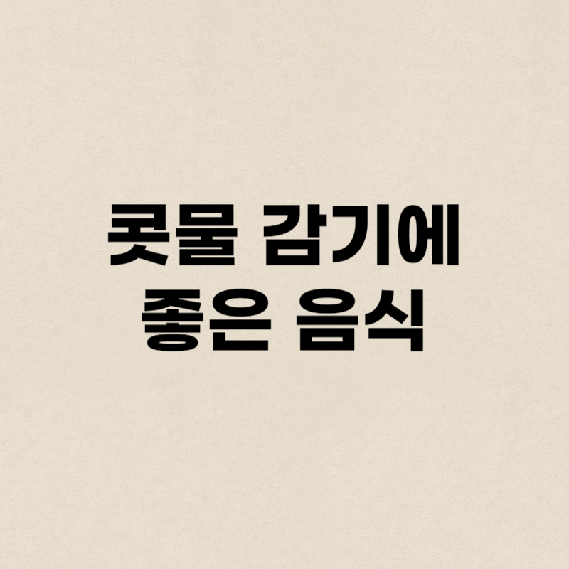 콧물 감기에 좋은 음식