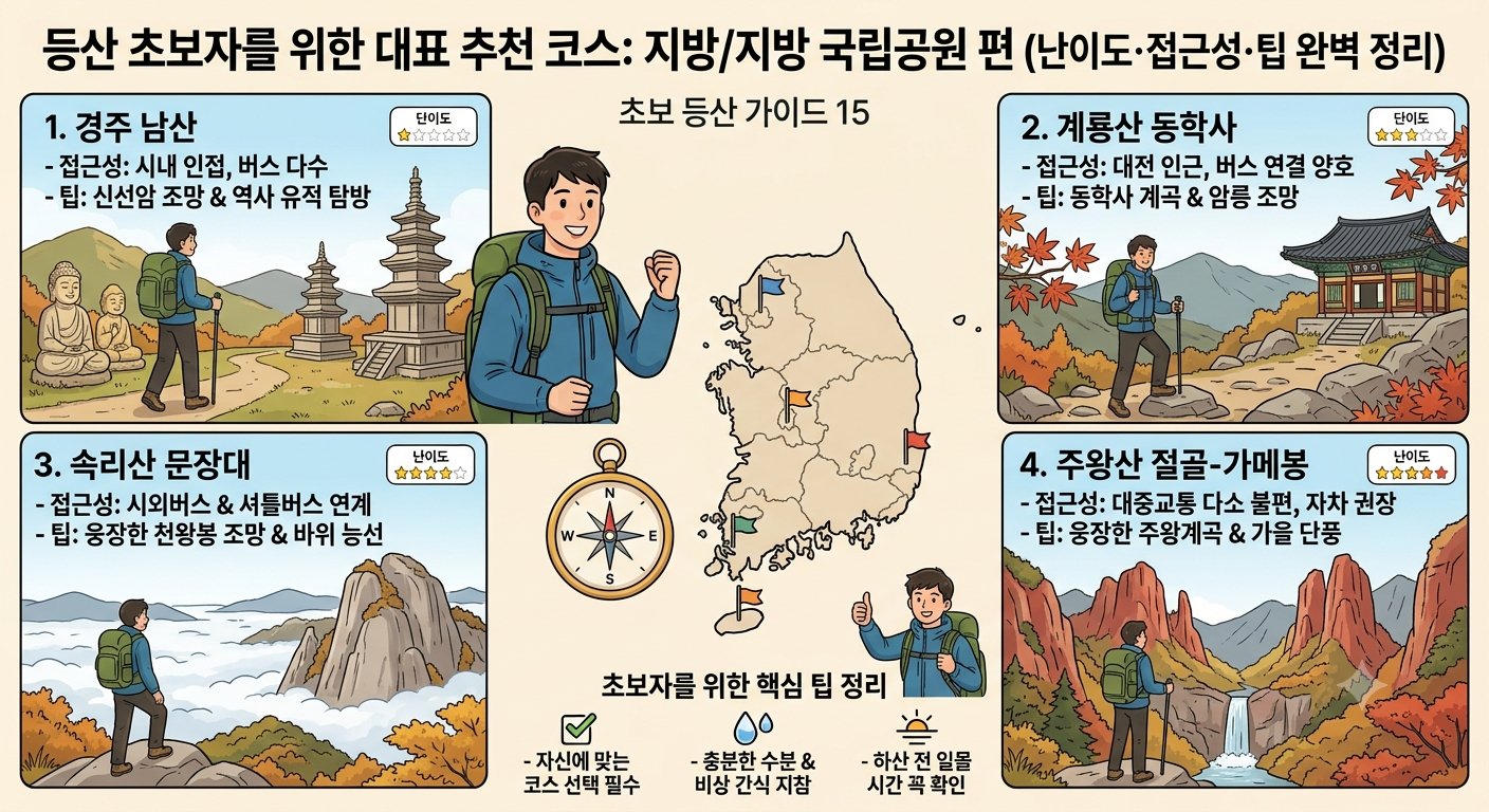 등산 초보자를 위한 대표 추천 코스: 지방/지방 국립공원 편 (난이도&middot;접근성&middot;팁 완벽 정리)