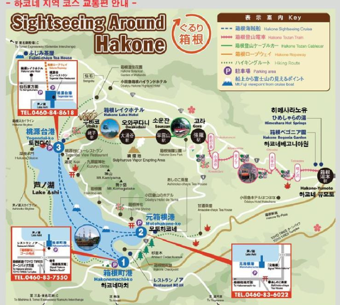 하코네지역 교통편안내도