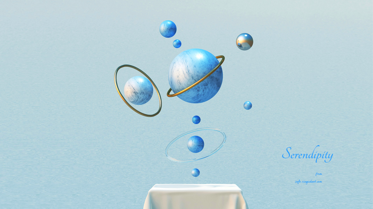 13 파란색 구와 황금 링 C - Serendipity 우주배경화면