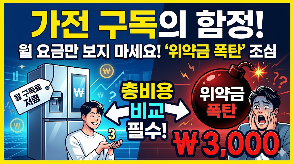 가전 구독 서비스의 함정, 월 요금만 보다가는 '위약금 폭탄' 맞는다? (총비용 비교 필수)