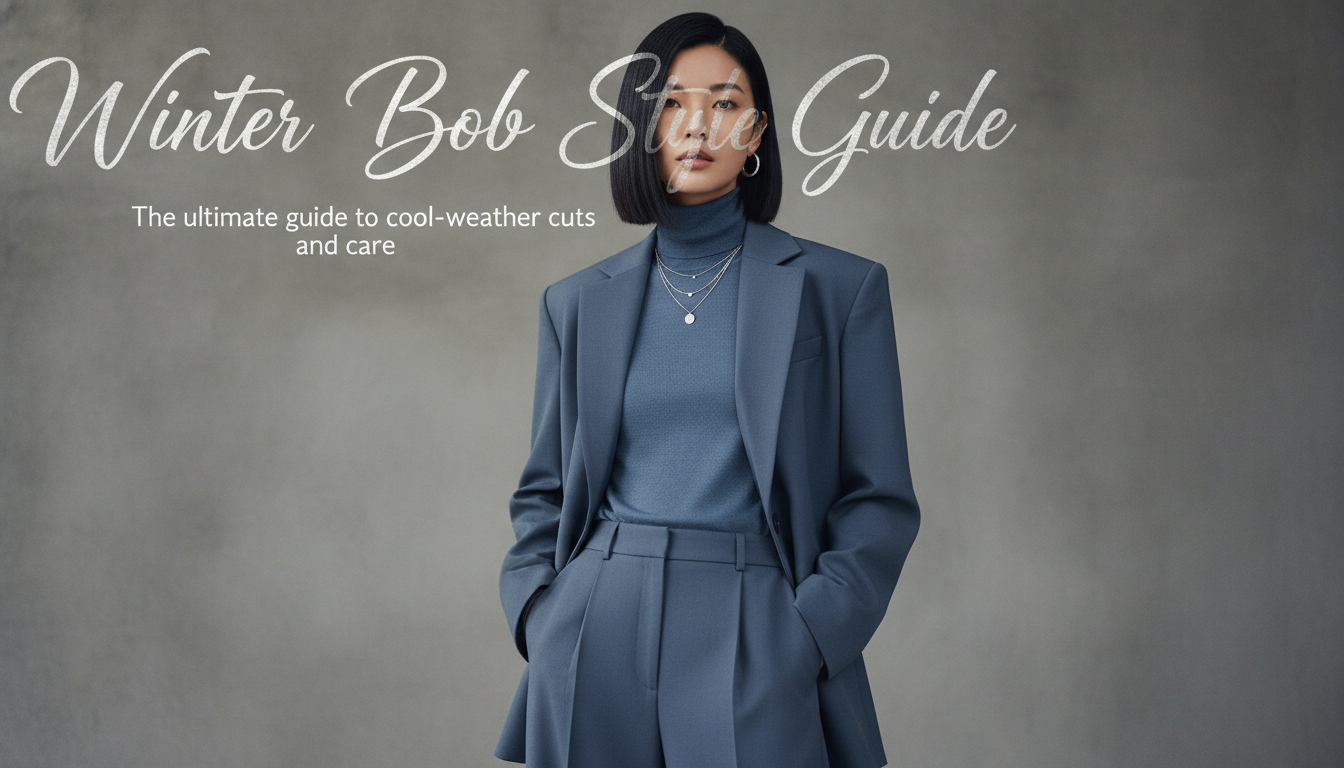 세련된 태슬컷 스타일의 단발머리를 한 여성의 트렌디한 화보 이미지