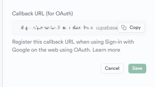 Google Provider Callback URL