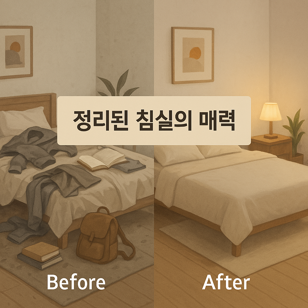 침실 정리 전후 사진