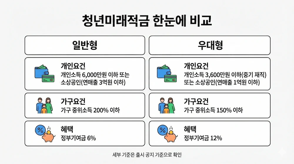 일반형과 우대형을 비교하는 2열 인포그래픽
