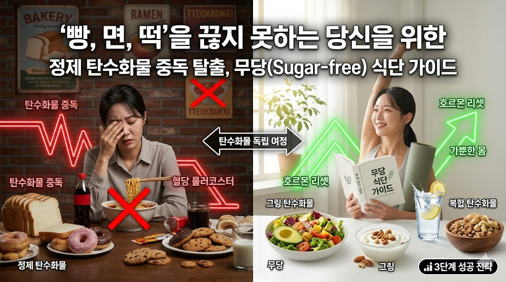 정제 탄수화물 중독: 빵, 면, 떡을 끊지 못하는 당신을 위한 무당(Sugar-free) 식단 가이드
