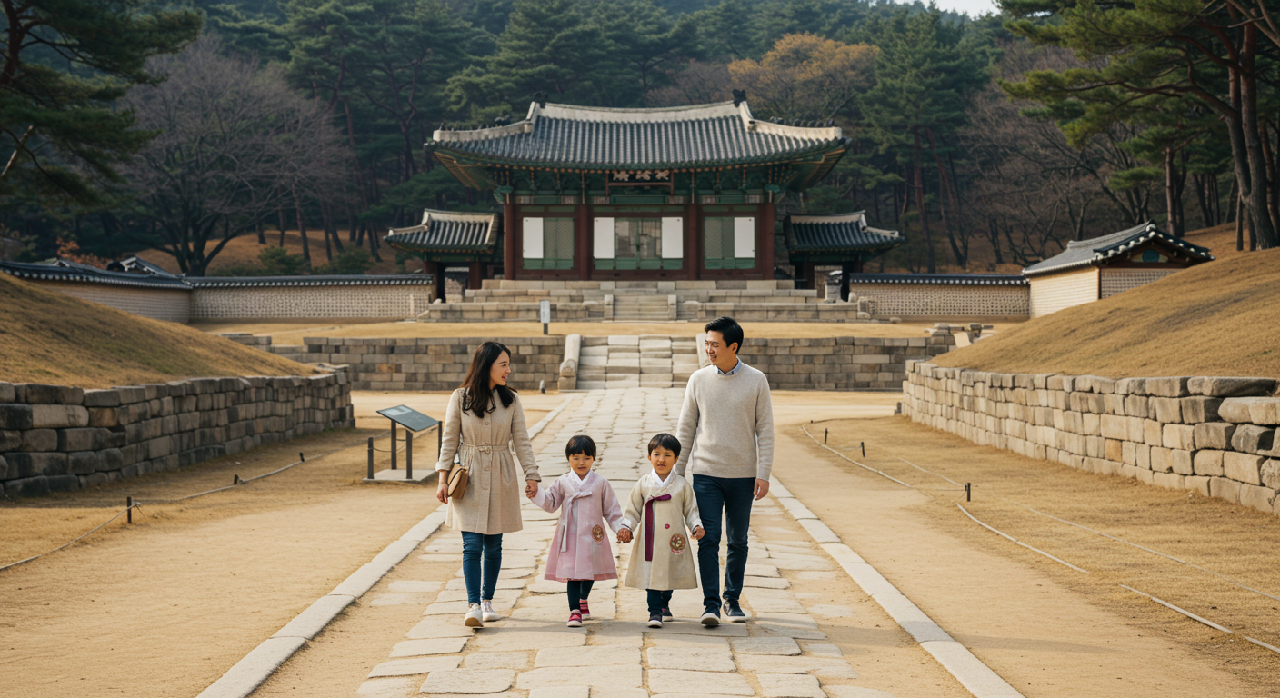 역사 유적지를 관람하는 모습