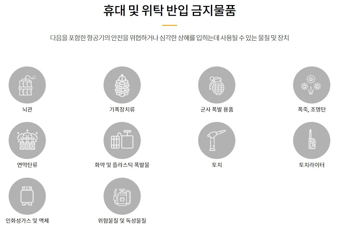 기내 반입 금지 품목