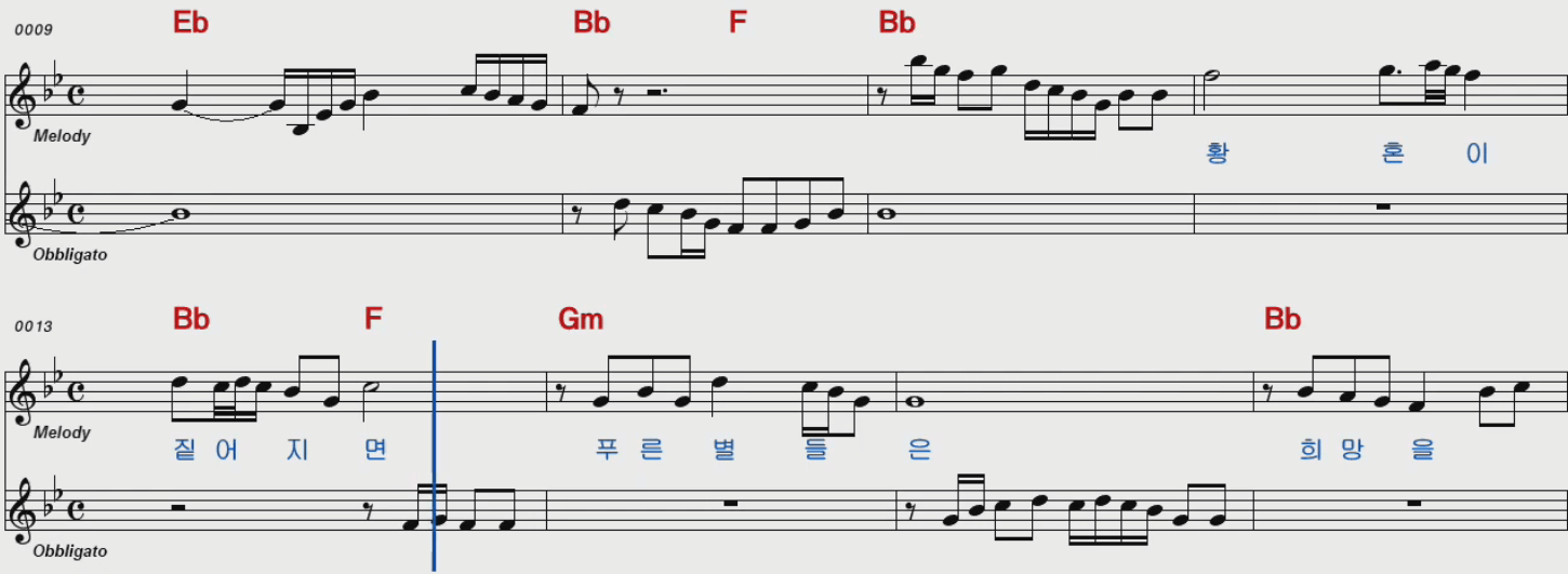 백난아 금박댕기 악보 노래방