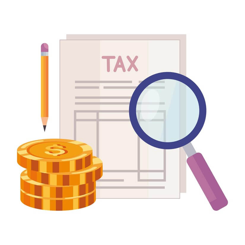 세금 및 동전&amp;#44;돋보기 그림