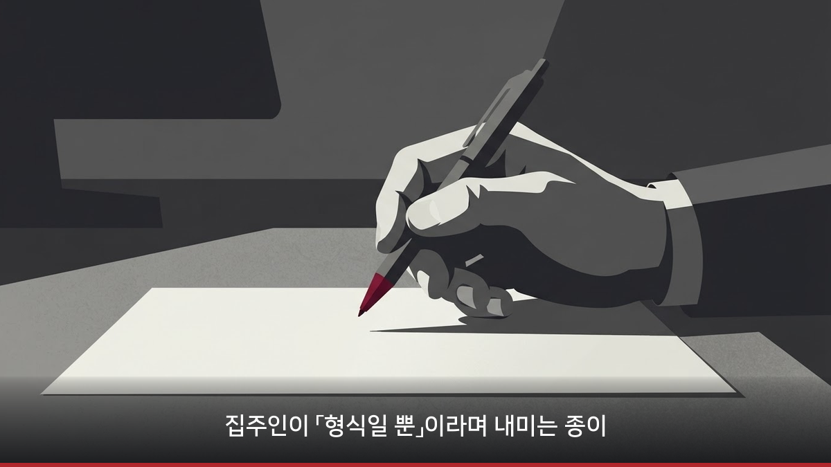 무상거주확인서 서명을 요구받는 임차인