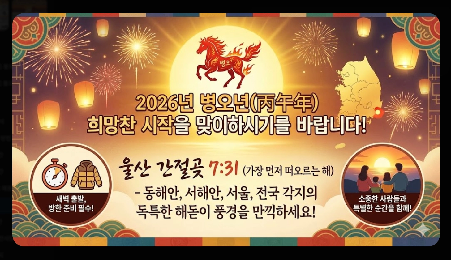 2026년 해돋이 시간 지역별 완벽 정리
