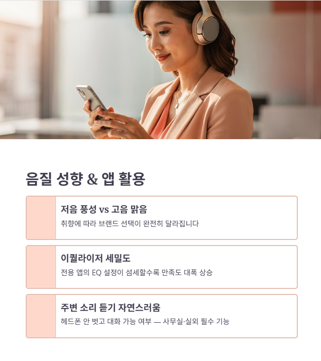 음질 성향과 앱 활용 방법