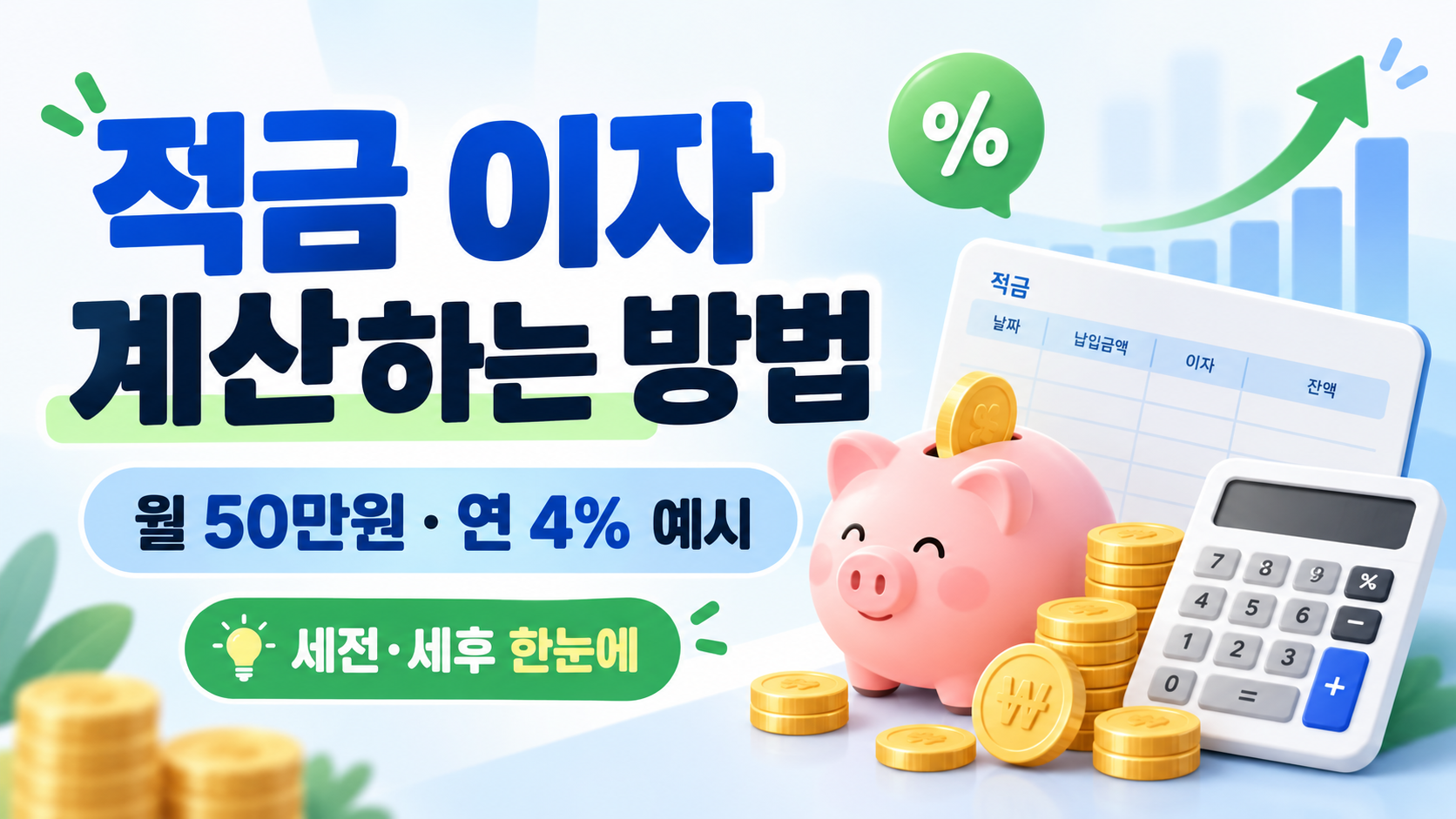 적금 이자 계산하는 방법|월 50만원 연 4%면 실제 이자는 얼마일까?