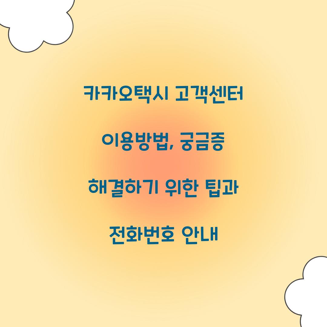 카카오택시 고객센터 이용방법
