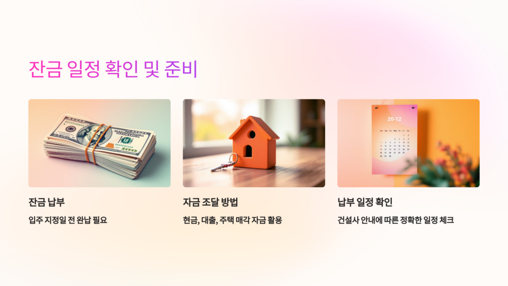 잔금 일정 확인 및 준비