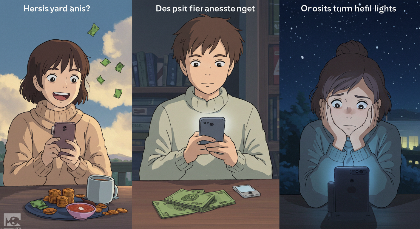 은행별 입금 반영 시간 차이를 표현한 장면