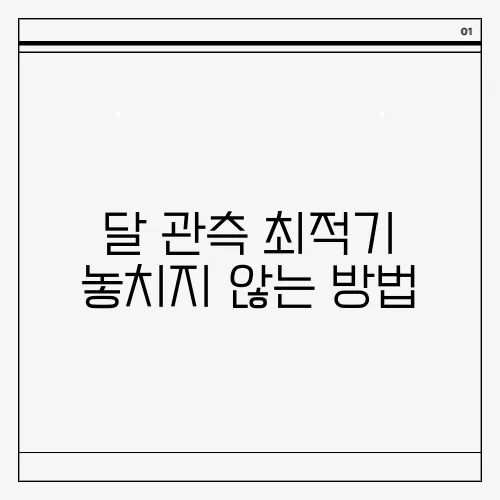달 관측 최적기 놓치지 않는 방법