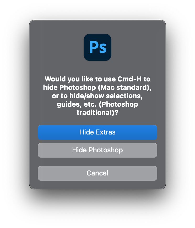 포토샵 단축키 경고 팝업
