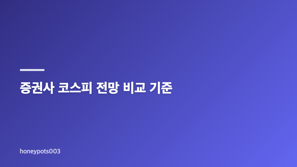 코스피 전망 조회, 투자 기간부터 나누기