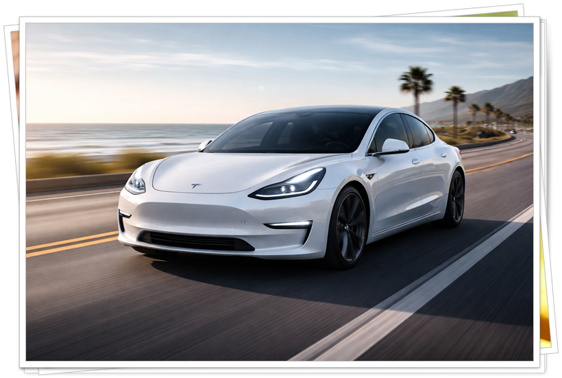 도로를 시원하게 달리는 테슬라 모델3