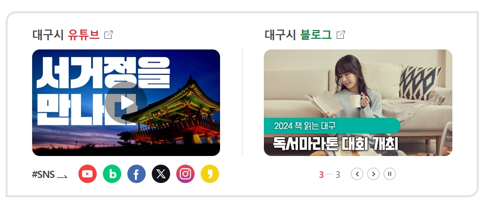 일자리 포털과 아동 돌봄 등 대구시에서 직접 운영하는 서비스 목록