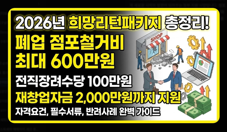 희망리턴패키지 신청 자격 [2026년 최신] 600만원 지원금 및 필수 서류 총정리