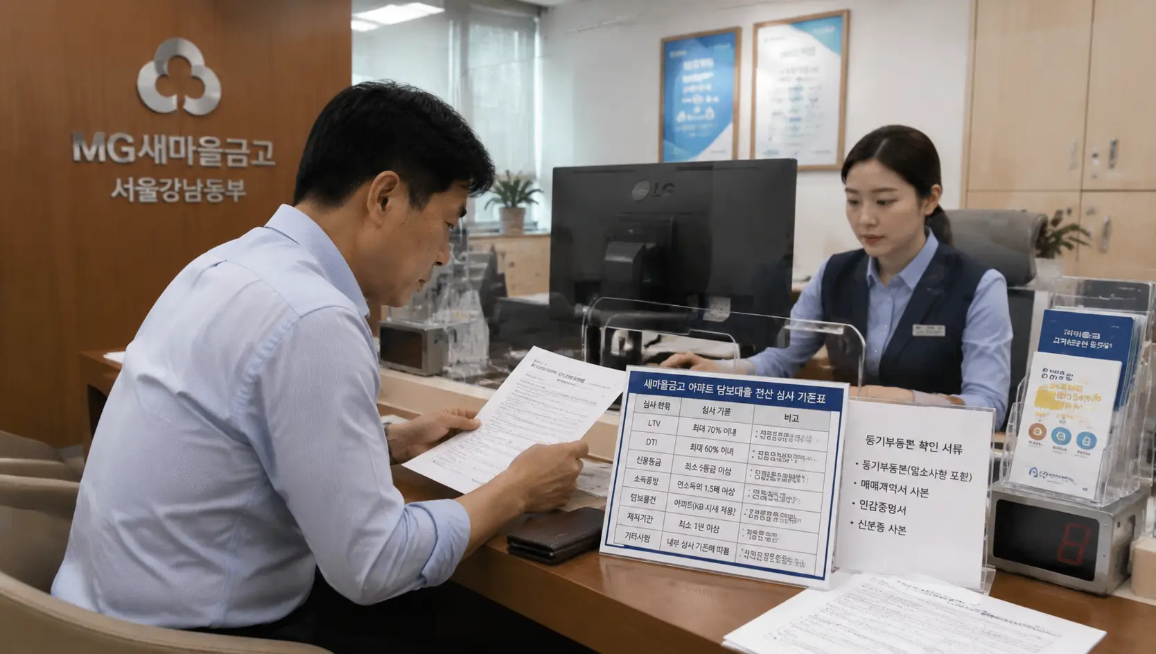 새마을금고 아파트 담보대출 전산 심사 통과 가이드라인 및 엘티비 잔여 마진을 검토하는 주택 소유주