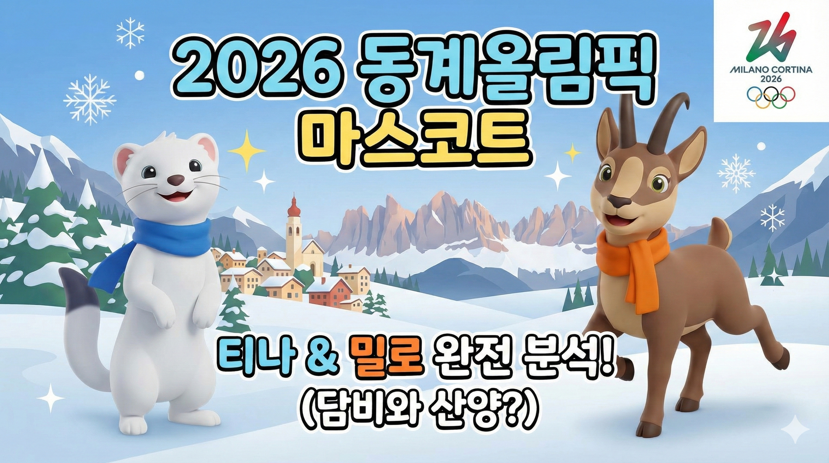 2026 동계올림픽 마스코트 '티나 & 밀로' 의미와 굿즈 (담비와 산양)