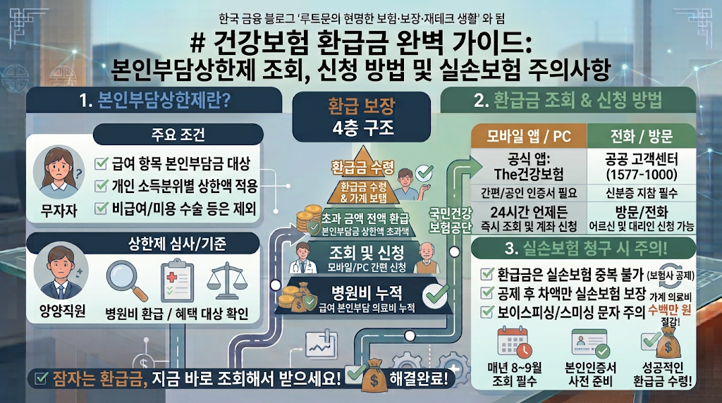 건강보험 환급금 완벽 가이드: 본인부담상한제 조회, 신청 방법 및 실손보험 주의사항