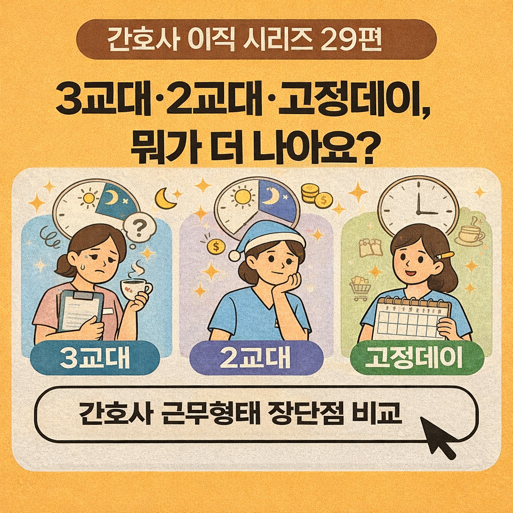 간호사 이직 시리즈 29편: 3교대&middot;2교대&middot;고정데이, 나에게 꼭 맞는 근무형태는?