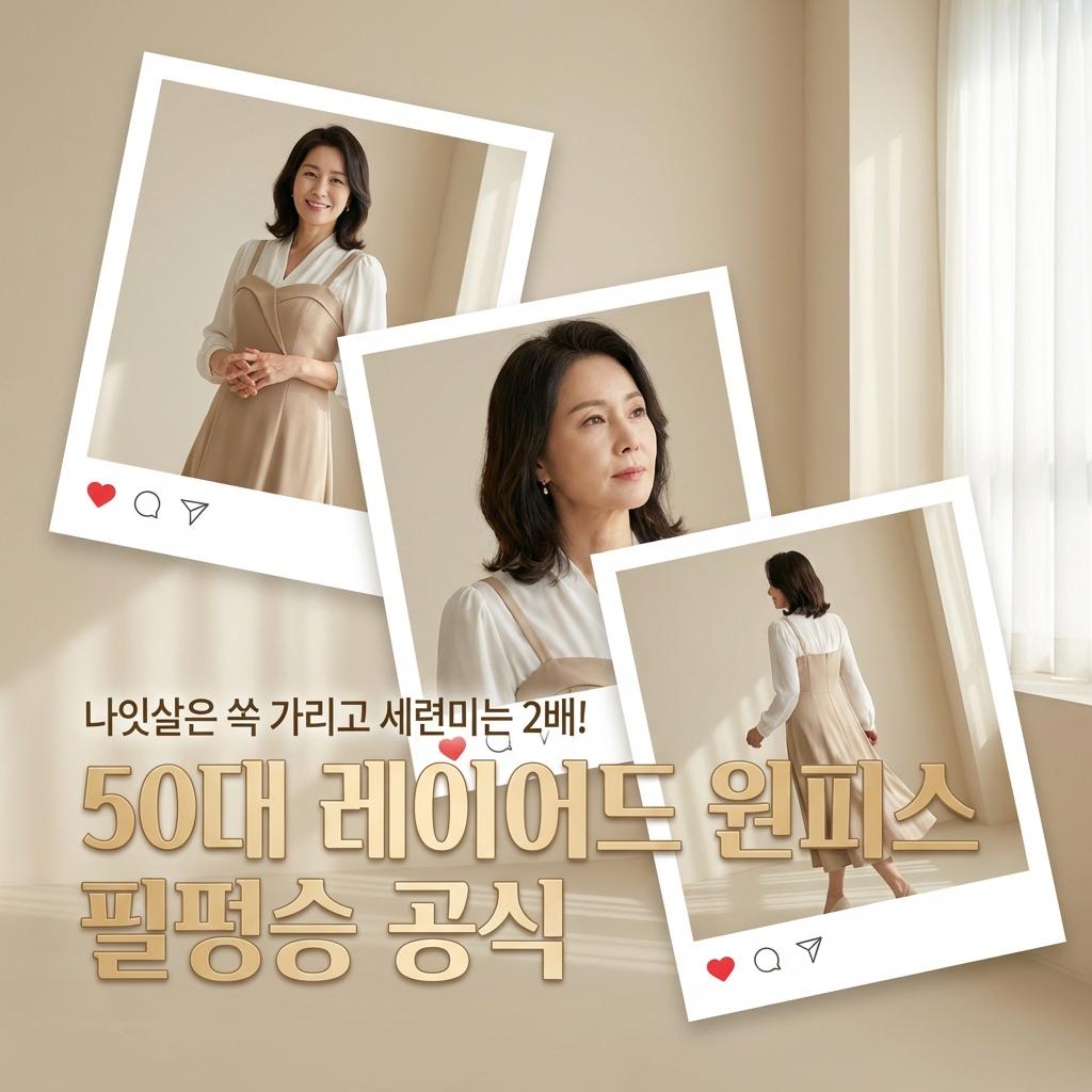 나잇살 완벽 커버! 50대 레이어드 원피스 하나로 완성하는 3월 나들이룩