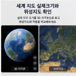 세계 지도 실제크기와 위성지도 확인