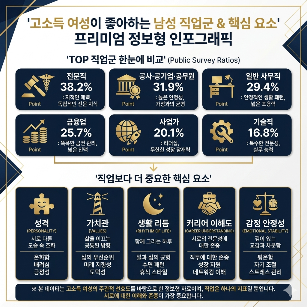 고소득 여성이 좋아하는 남성 직업군 인포그래픽