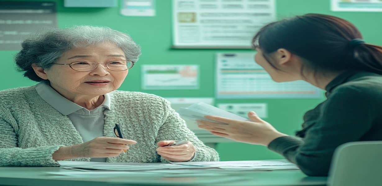 기초생활수급자 상담 장면을 주제로 한 썸네일 이미지