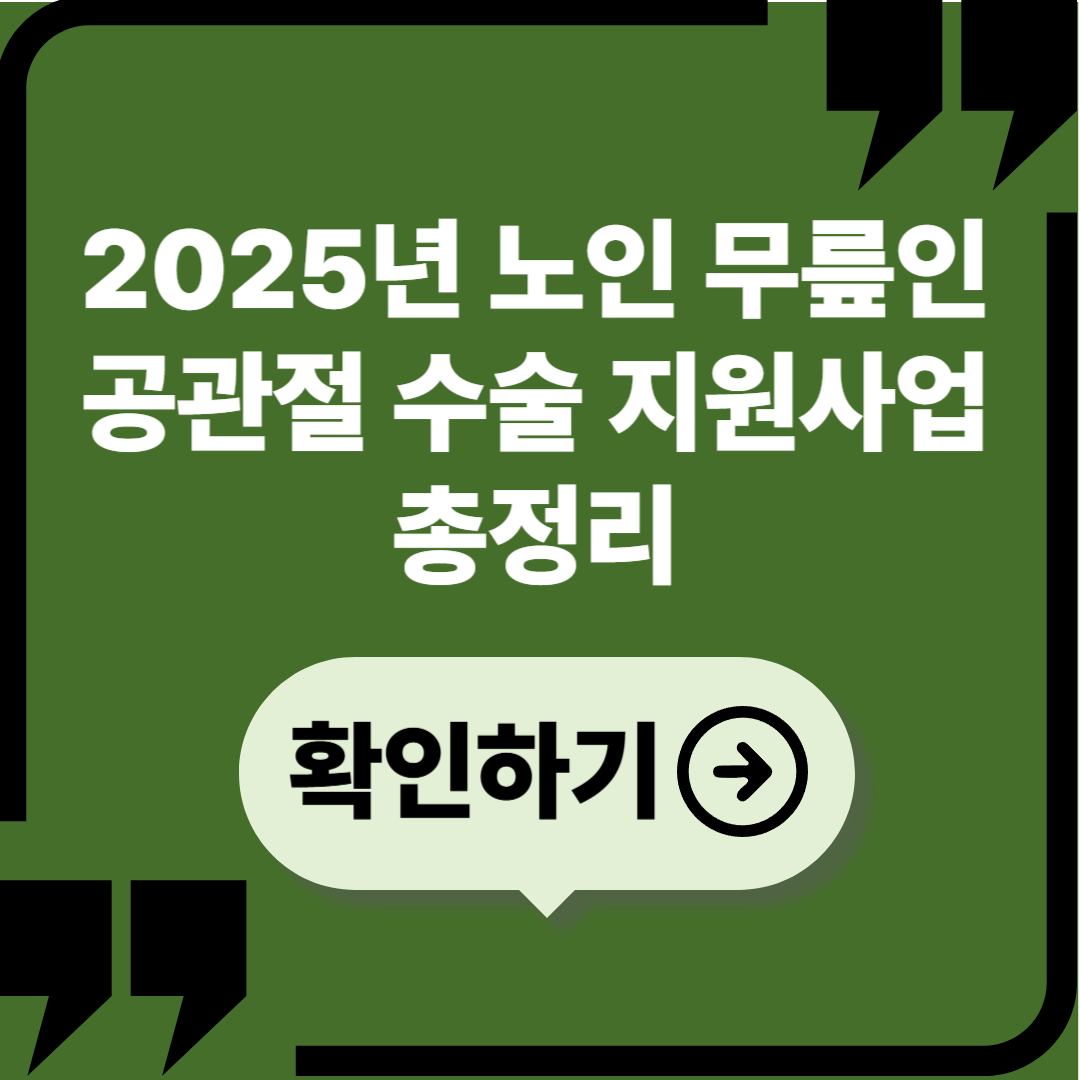 2025년 무릎 인공관절수술비용 지원 총정리