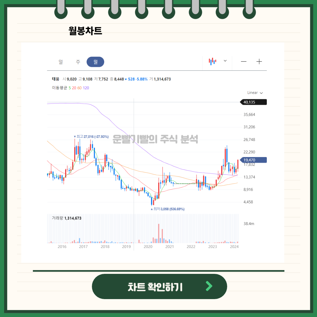 태웅 일봉/월봉 차트