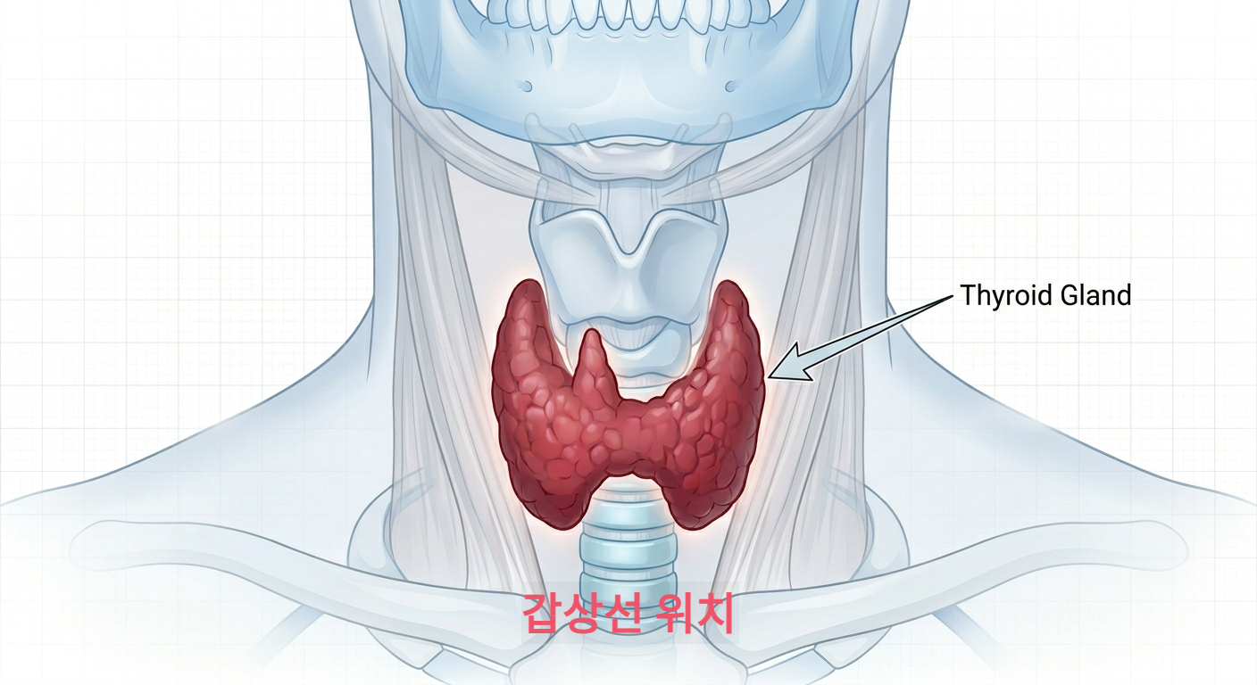 갑상선이 무엇이고 위치는 어디인지 알려주는 이미지