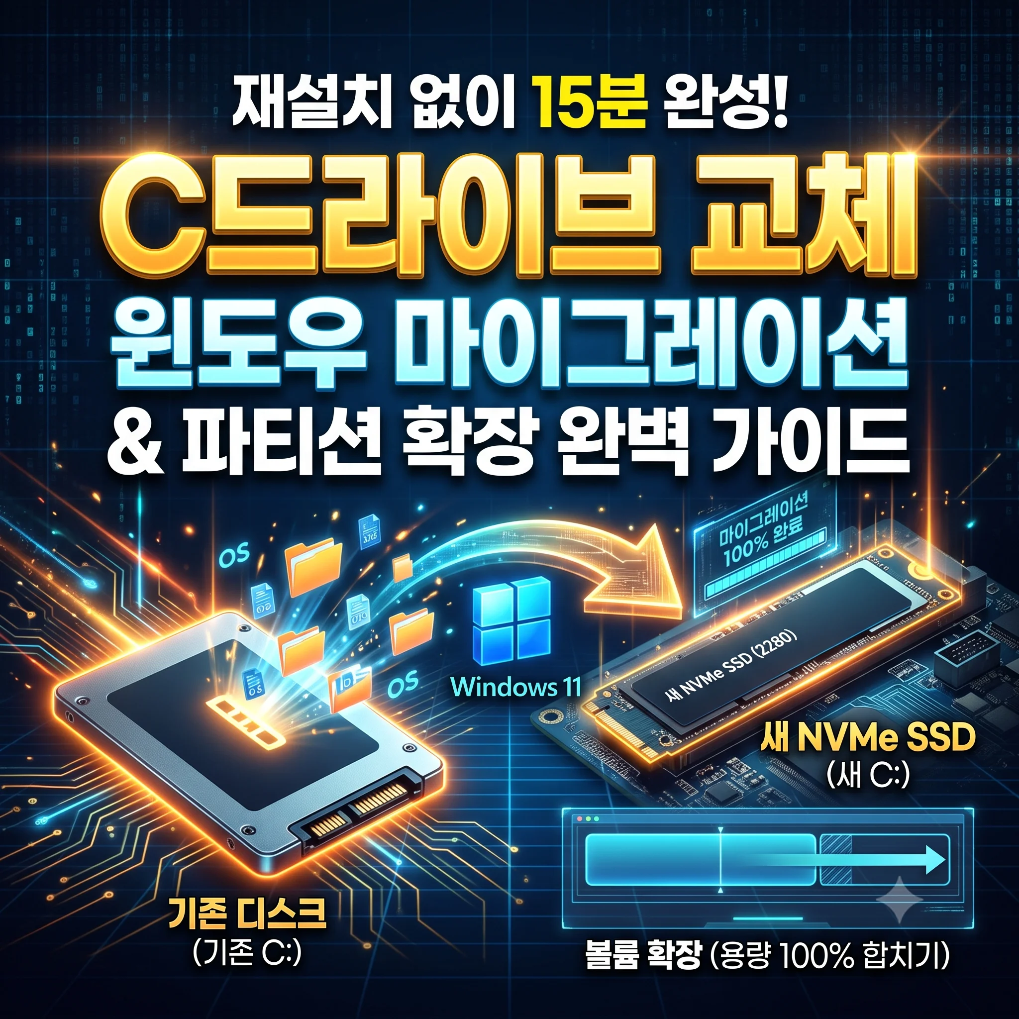 새 SSD 윈도우 마이그레이션 및 파티션 확장 가이드