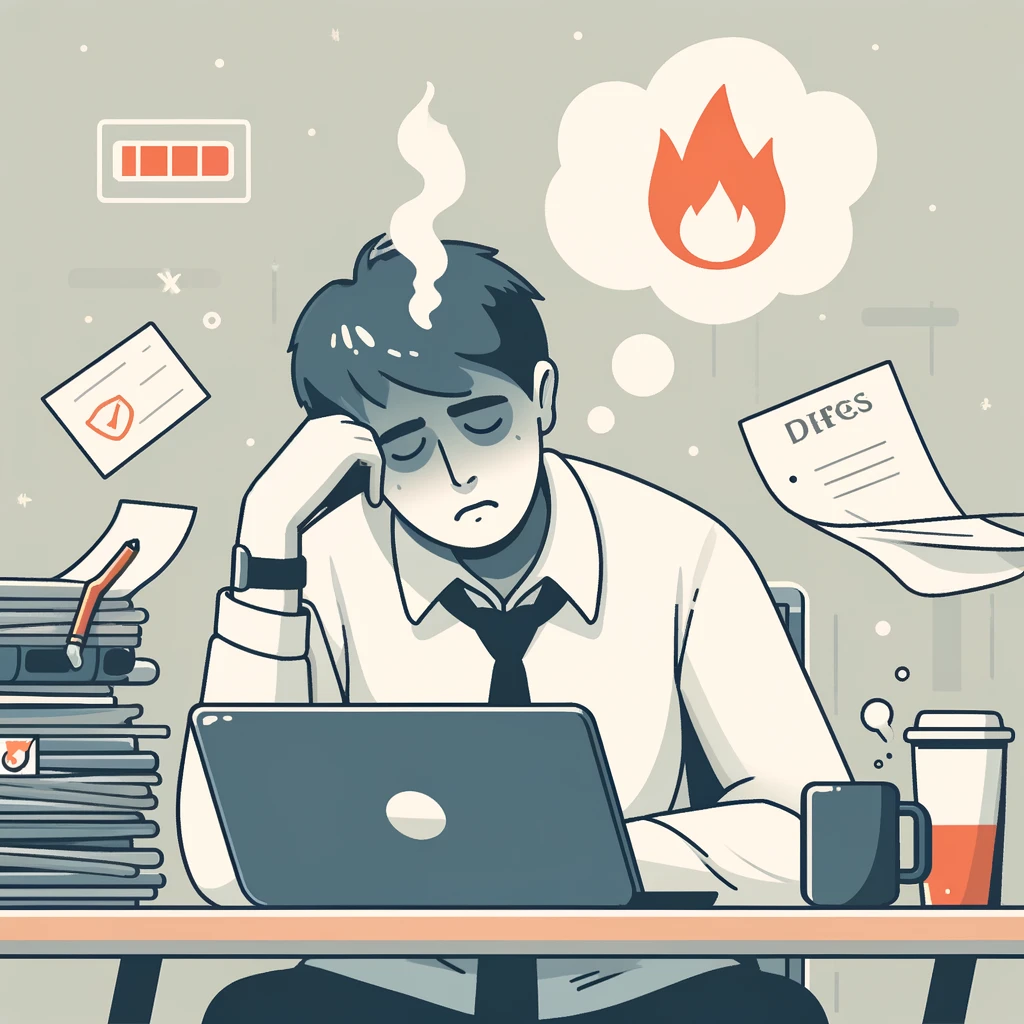 직장인 책상 앞 스트레스 사진