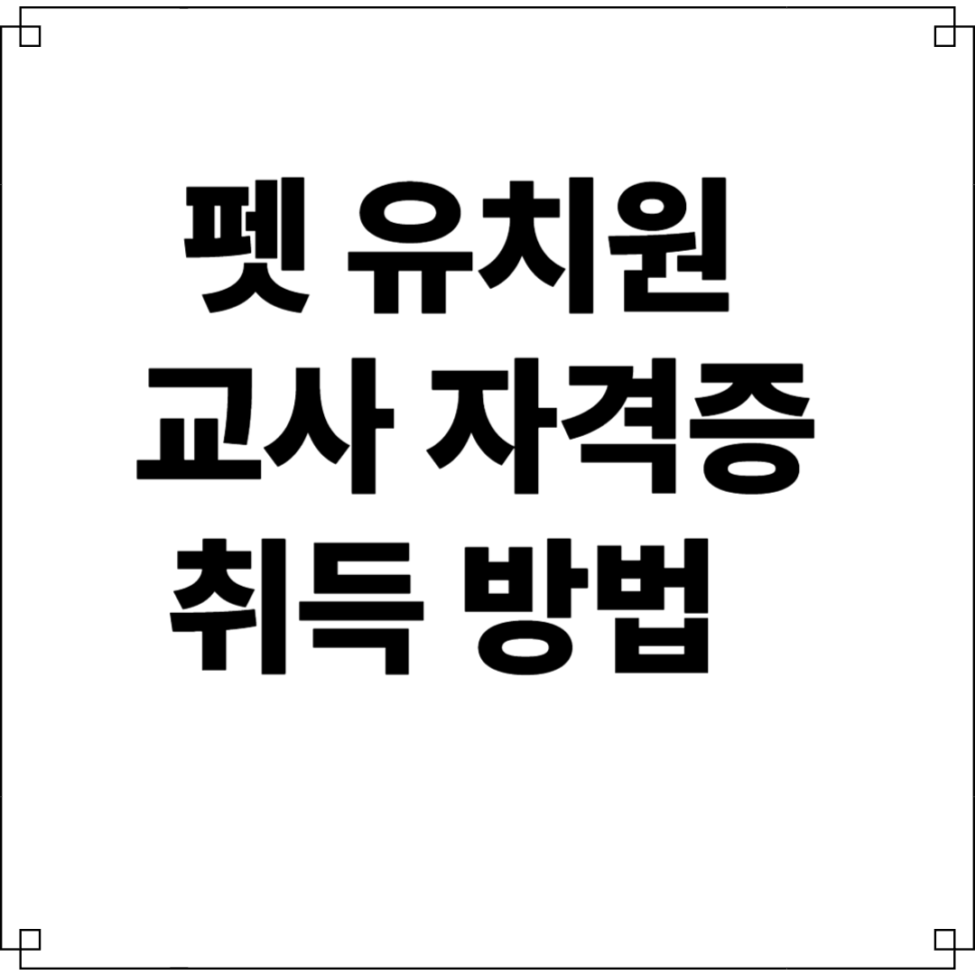 펫 유치원 교사 자격증