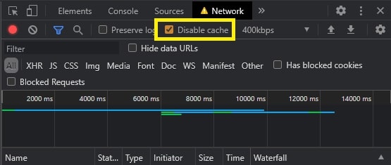 캐시 비활성화를 통해 데이터 저장 비활성화
