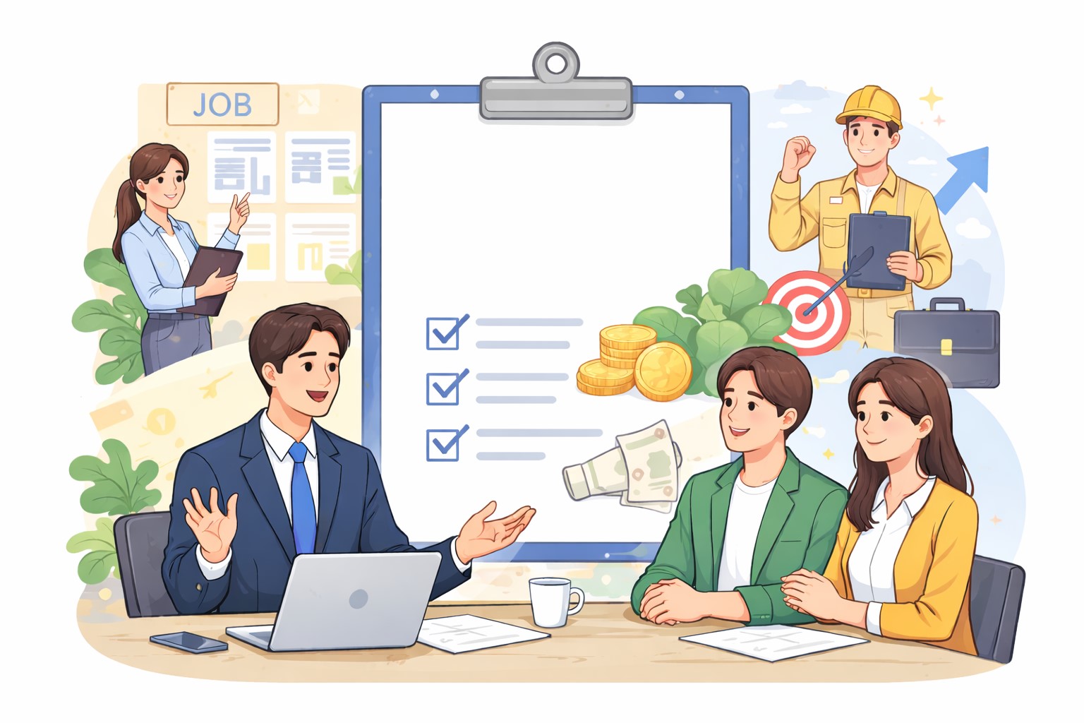취업 상담 하는 이미지