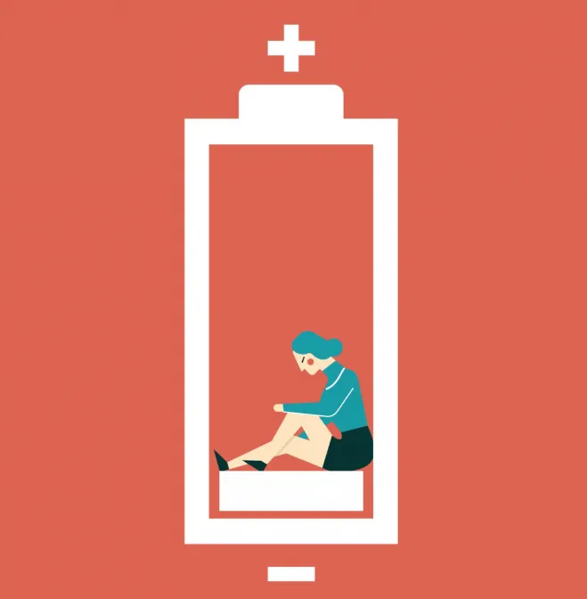 감정 소모가 반복되는 심리 구조를 나타낸 루프 형태의 미니멀 일러스트