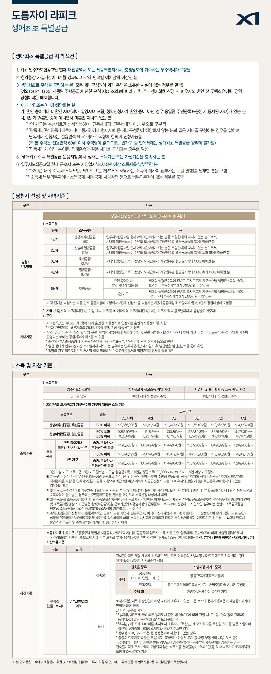 도룡자이 라피크 아파트 청약안내문 - 생애최초