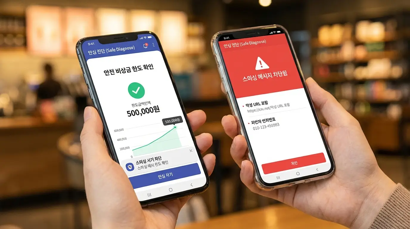 모바일 통합 진단 앱 안전 비상금 한도 확인 및 스미싱 사기 차단