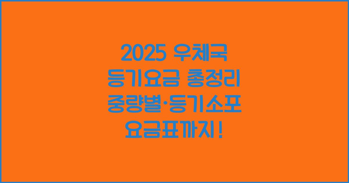 "2025년 기준 우체국 등기요금과 중량별 요금을 정리한 대표 이미지"