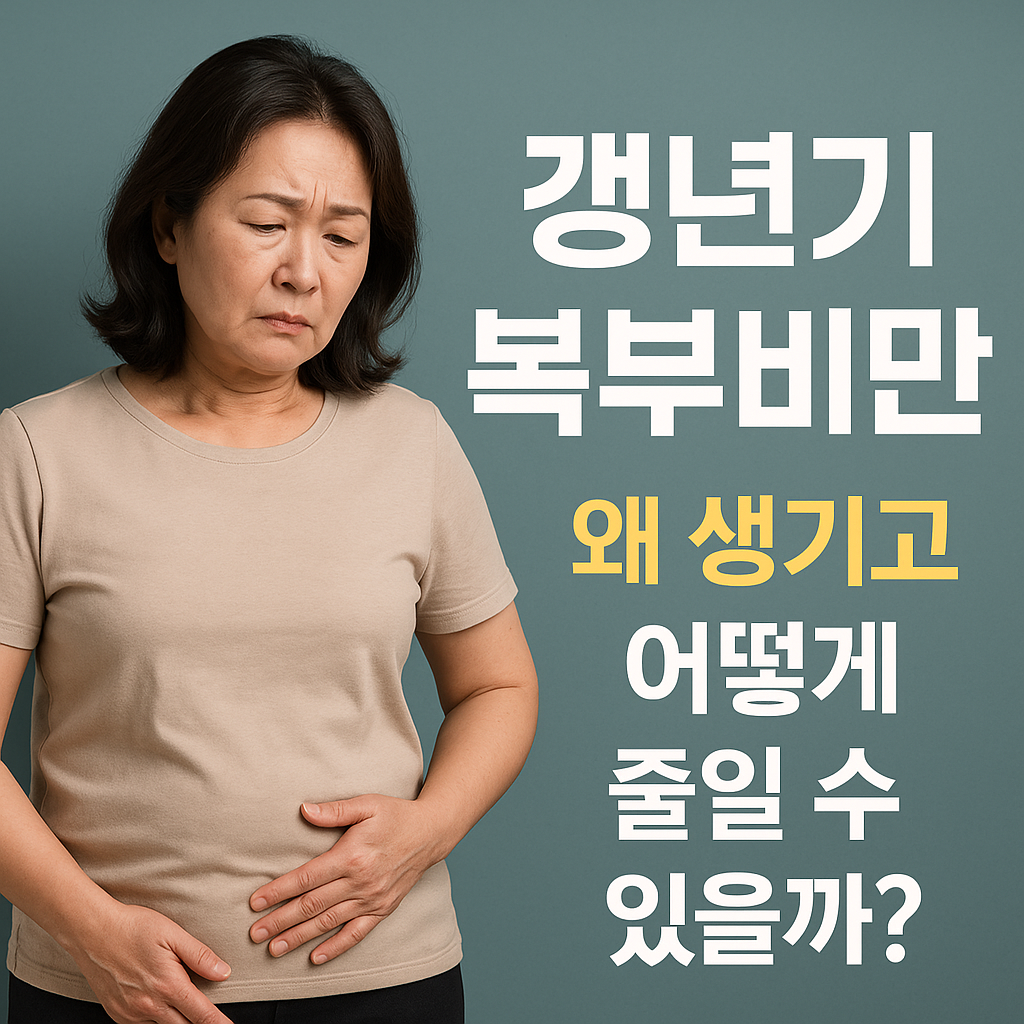 갱년기 복부비만을 관리하는 50대 여성의 건강한 식단과 운동 모습
